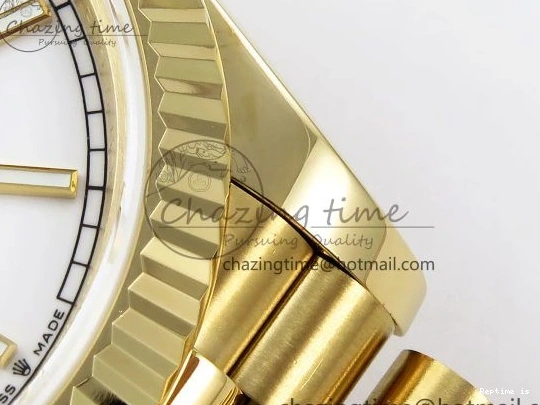 1224 Day Date 40 YG JDF 904L Steel White Stick Dial on President Bracelet VR3255 V3 (Gain Weight) Colorful 1373